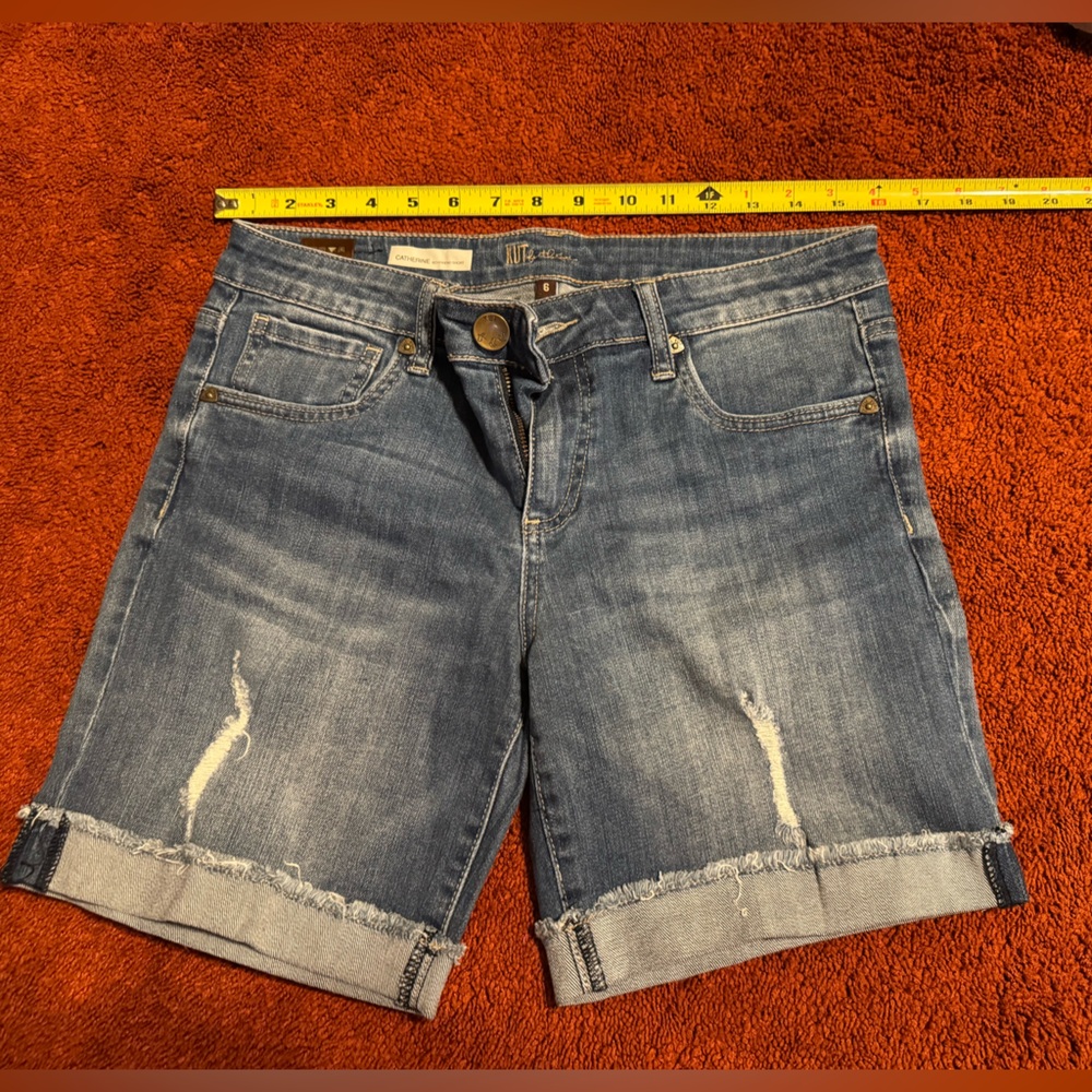 Kut from the Kloth Women's Blue Distressed Denim Jean Shorts